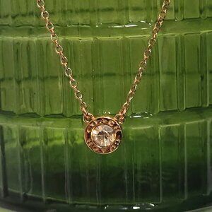 Coach Rose Gold Plate Open Circle Stone Necklace